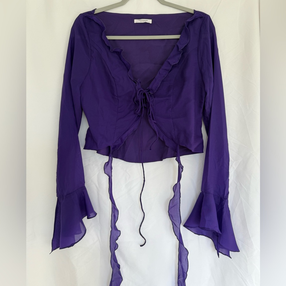 Elegant Purple Women's Top Blouse Size US 6